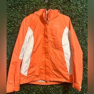 NWOT Eddie Bauer Women’s Size Medium Jacket 100% Polyester Orange! Pockets Visor